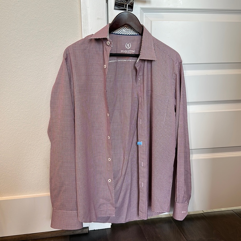 Red And Blue Patterned Button Down - image 1